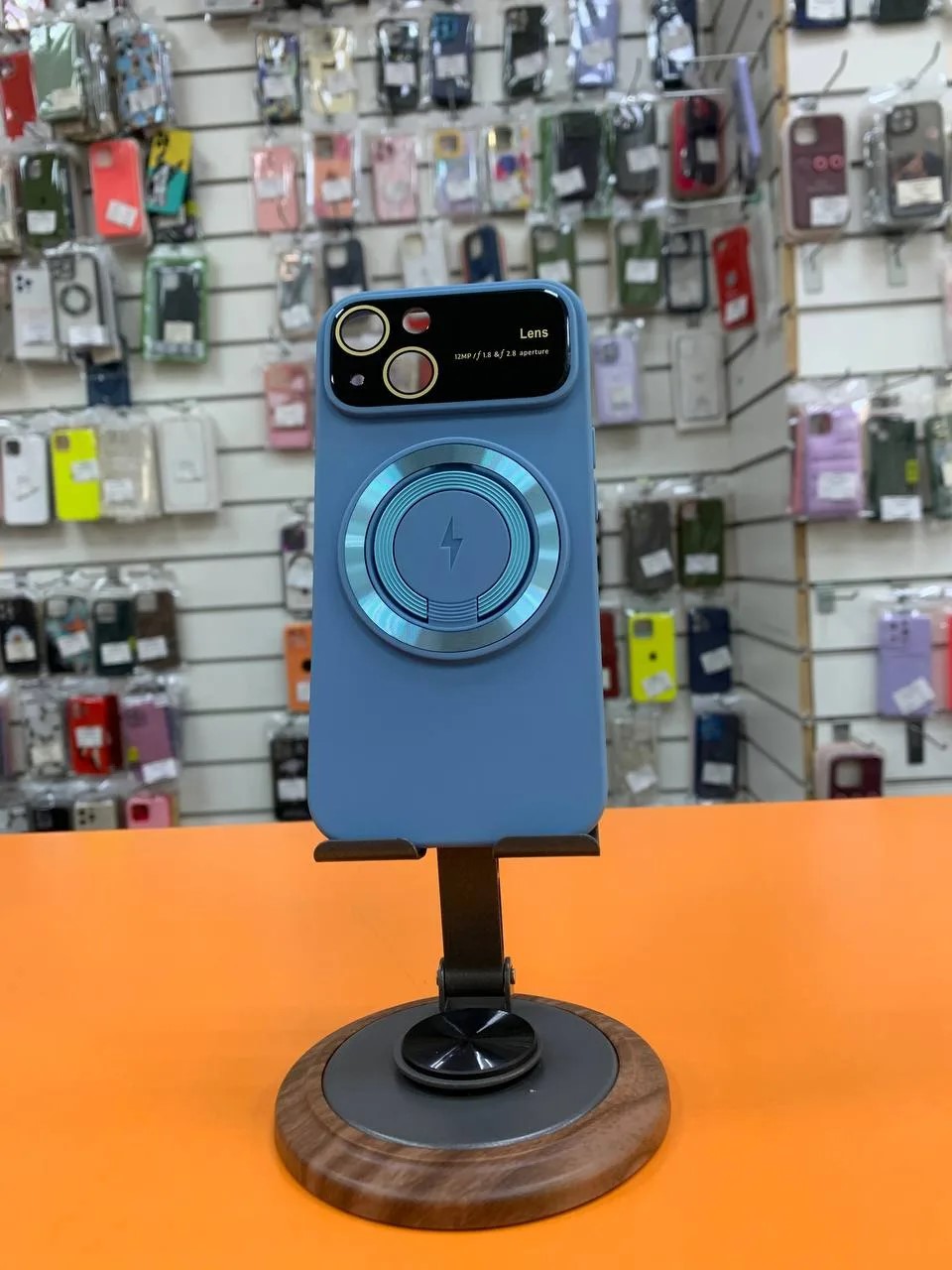 Чехол для iPhone 15 «Синий с MagSafe-кольцом и защитой камеры» - 1